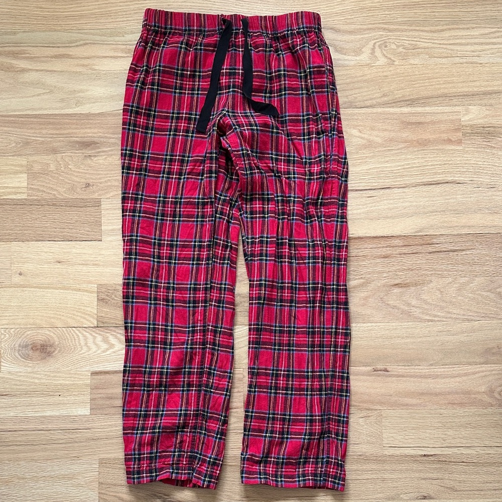 J.Crew red plaid drawstring flannel pants women's XS